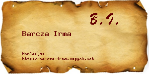 Barcza Irma névjegykártya