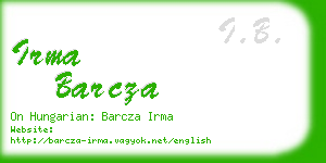 irma barcza business card